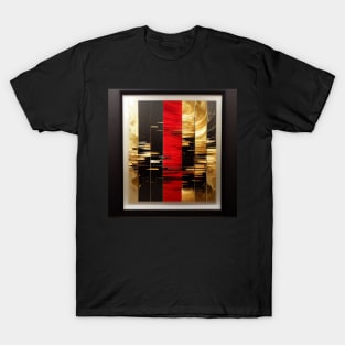 abstract artwork, red gold and black T-Shirt